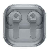 Dark charging case for Samsung wireless earbuds, top close-up