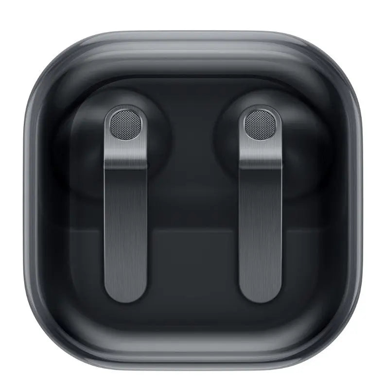 Black Samsung wireless earbuds case interior with two earbuds