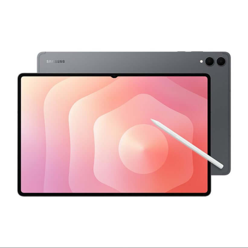 Samsung Galaxy Tab S11 Ultra tablet with dark back, front display on, S Pen included