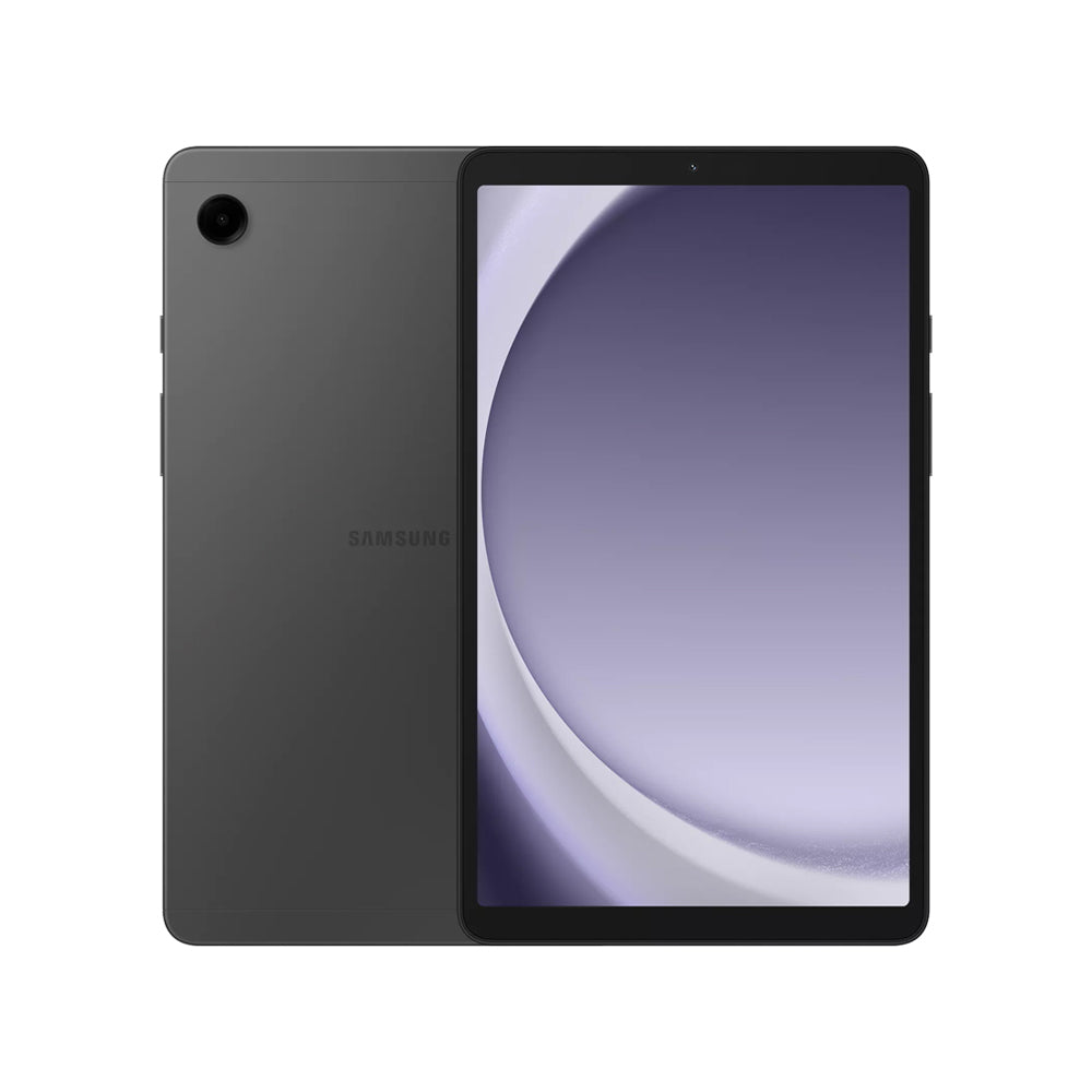 Samsung Galaxy Tab A9 tablet with dark back and front display