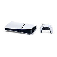 PlayStation 5 Slim digital console with white controller and black base