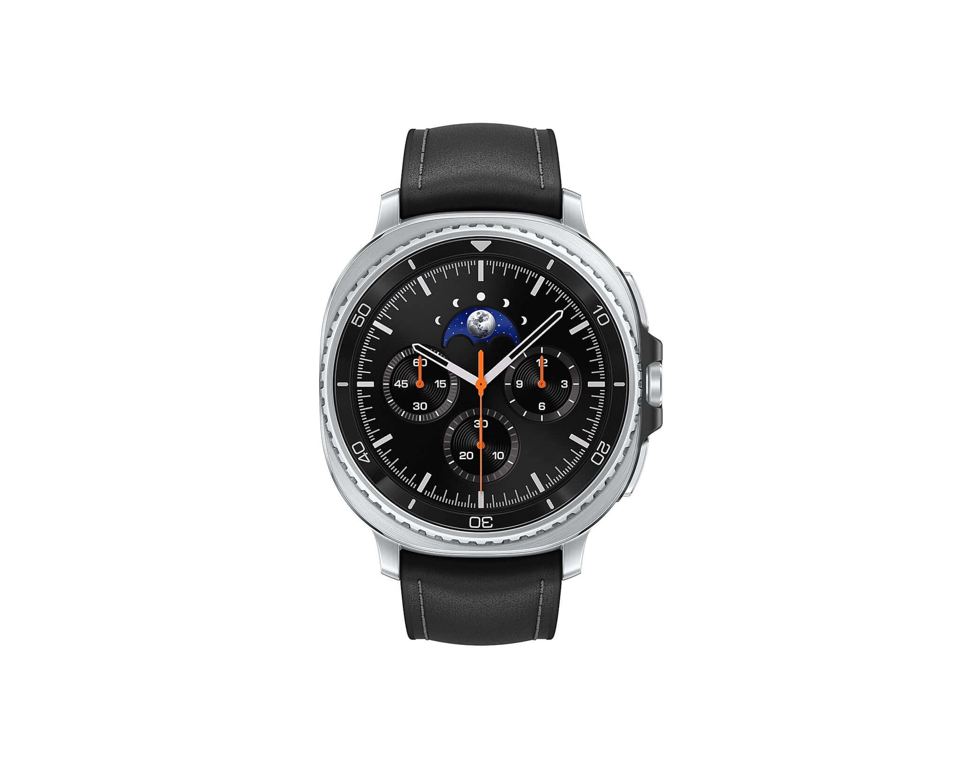 Galaxy Watch 8 Classic 46mm with black leather strap and black round watch face