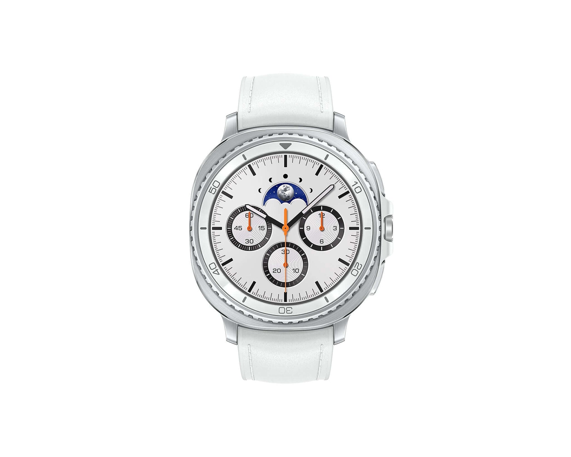 Galaxy Watch 8 Classic 46mm with white leather strap and white dial