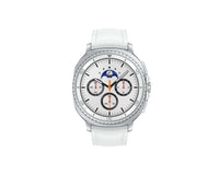 Galaxy Watch 8 Classic 46mm with white leather strap and white dial