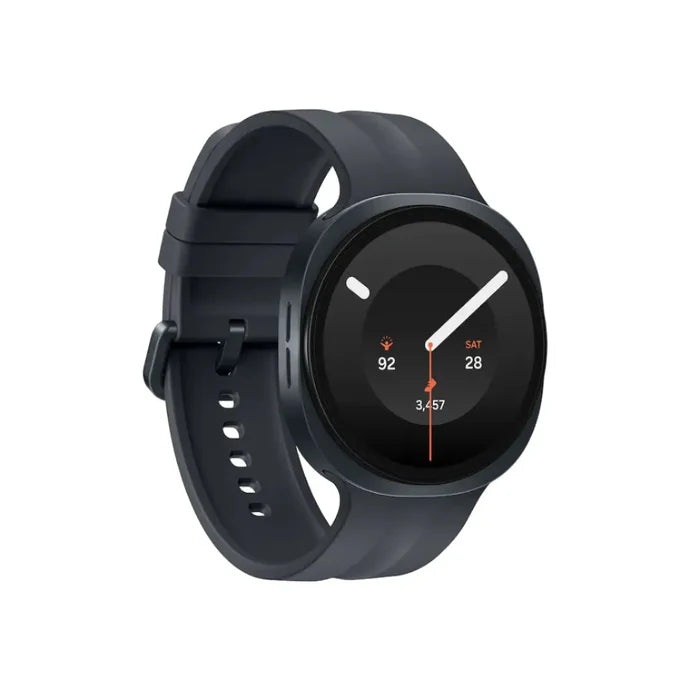Samsung Galaxy Watch 9 smartwatch side view, dark gray case with black circular display
