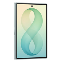 Foldable 5G smartphone front display, green-and-blue abstract wallpaper