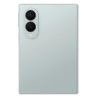 Foldable 5G smartphone back, light gray body with dual camera lenses