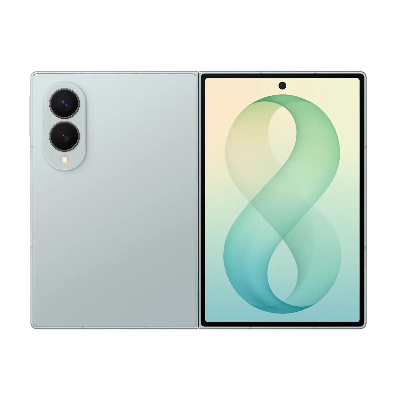 Samsung Galaxy Z Fold 8 5G foldable smartphone, light gray back with dual rear cameras