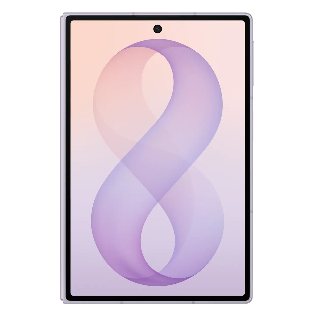 Samsung Galaxy Z Fold 8 5G foldable phone, open front view with abstract purple display
