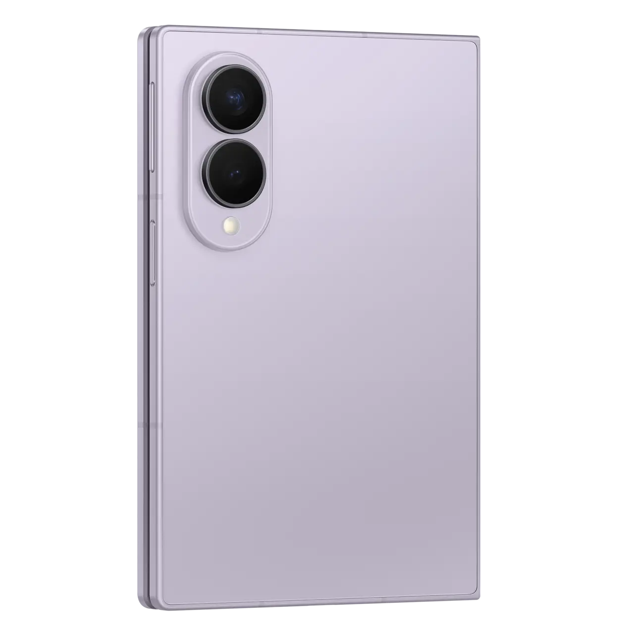 Samsung Galaxy Z Fold 8 5G foldable phone, lavender back with dual cameras and flash