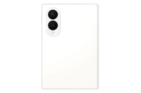 Foldable smartphone back view, cream finish with dual rear cameras