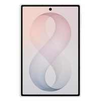 Foldable smartphone front view, cream frame with lavender display