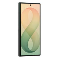 Foldable 5G smartphone in dark green with front display and top camera hole