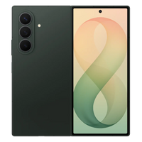 Foldable 5G smartphone open view in dark green with front display