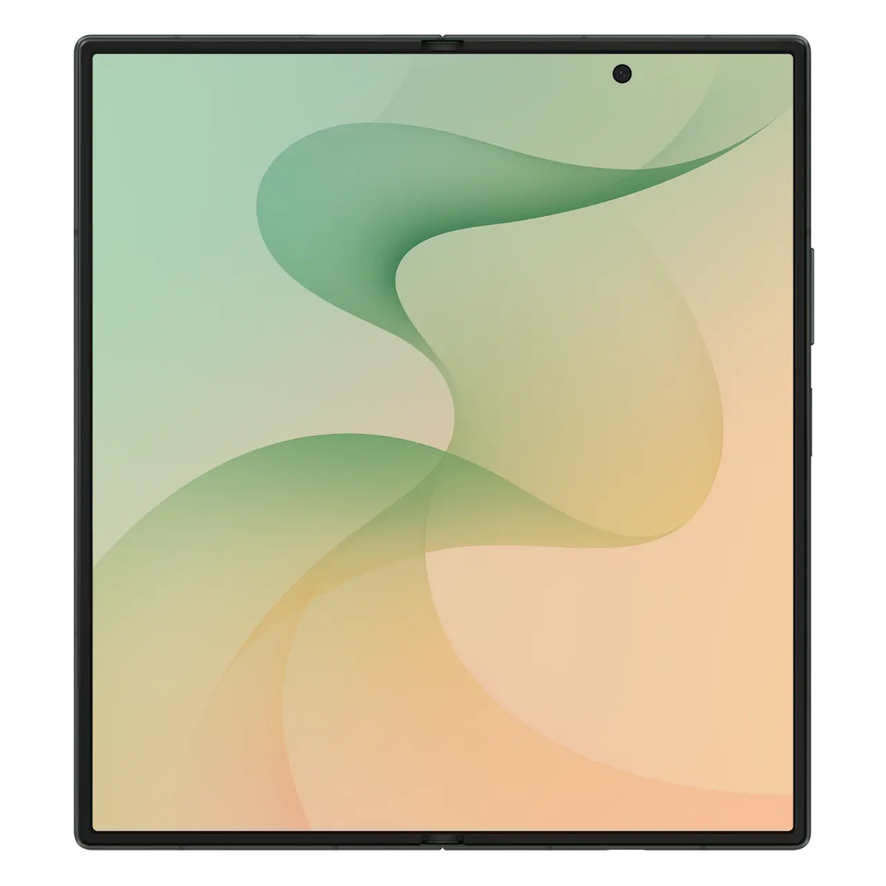 Foldable 5G smartphone with cream-toned front display