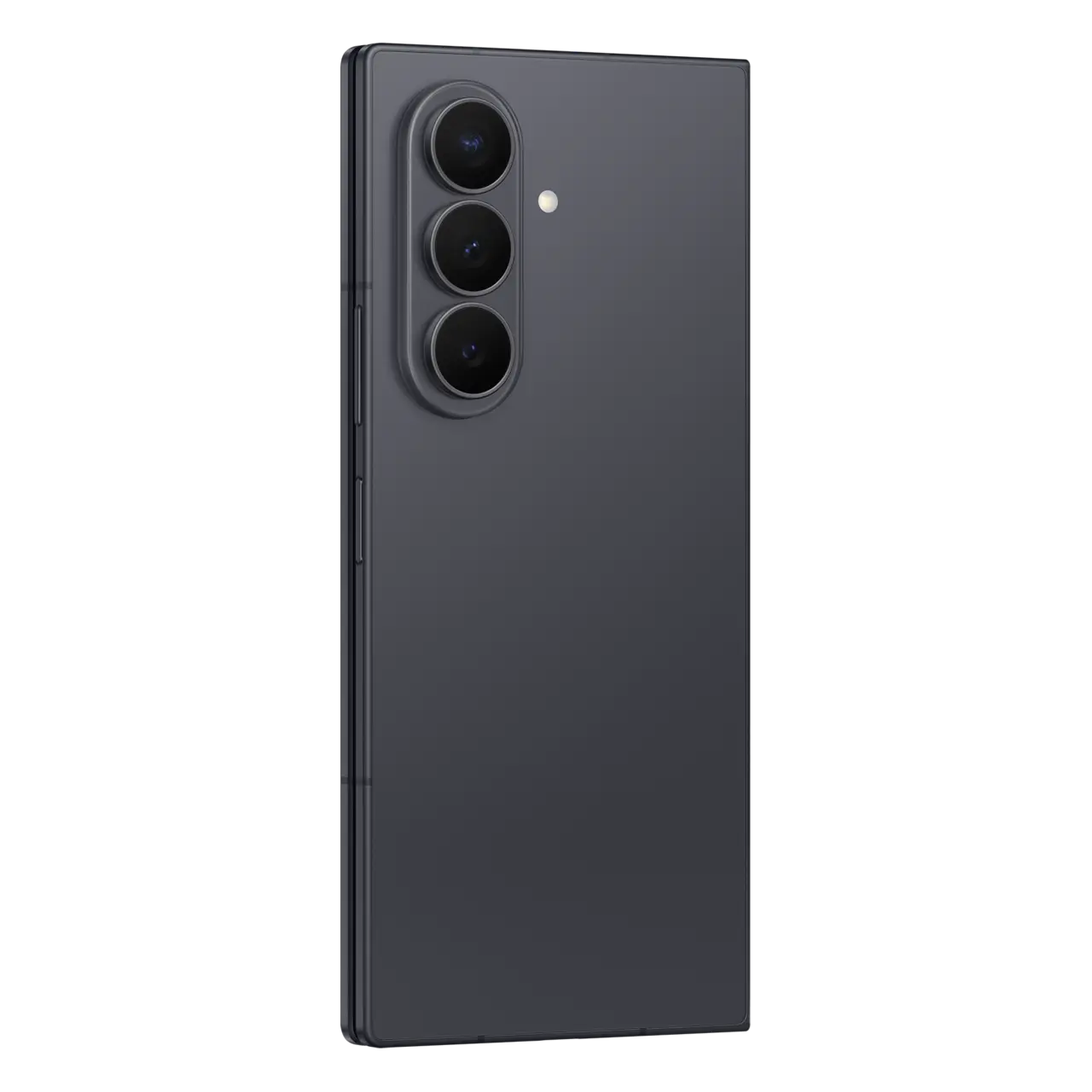 Foldable 5G smartphone, dark gray back with triple camera module