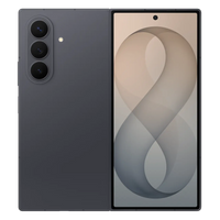 Foldable 5G smartphone, dark gray back and unfolded front screen
