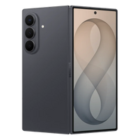 Samsung foldable smartphone in cream, back and front with light beige abstract screen