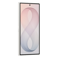 Foldable 5G smartphone, white frame with unfolded front display