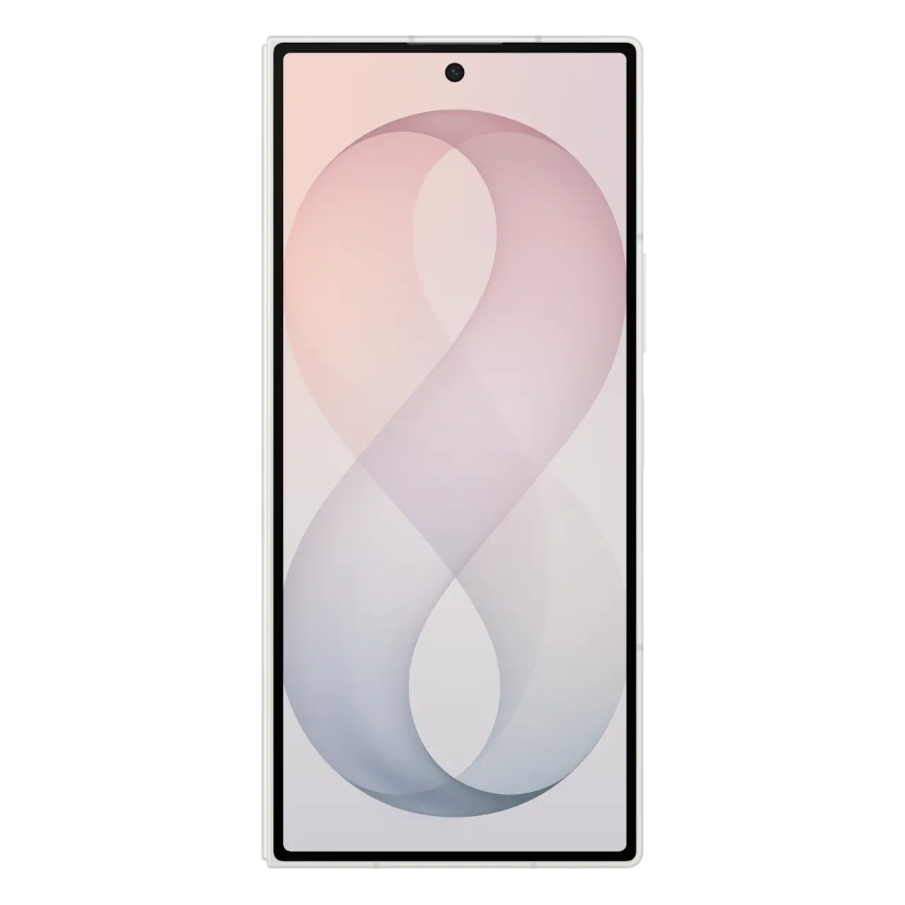 Foldable 5G smartphone, unfolded front display with white frame