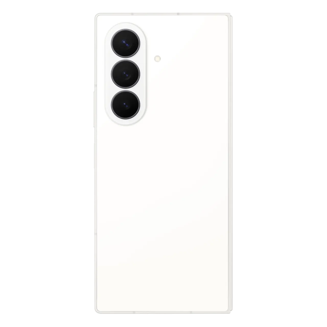 Foldable 5G smartphone, white back with triple camera module