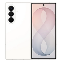 Foldable 5G smartphone, white back and unfolded front display