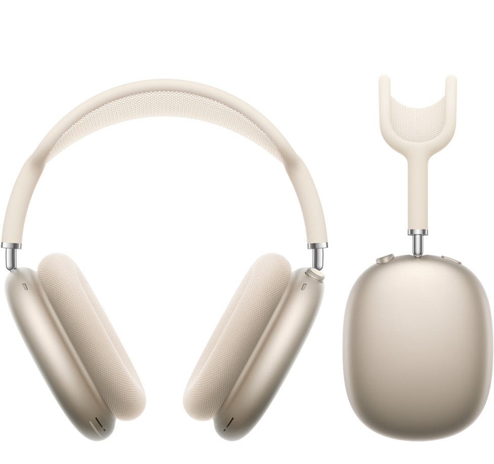 Apple AirPods Max USB-C headphones in starlight with padded mesh ear cups