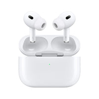 White AirPods Pro earbuds in open MagSafe charging case