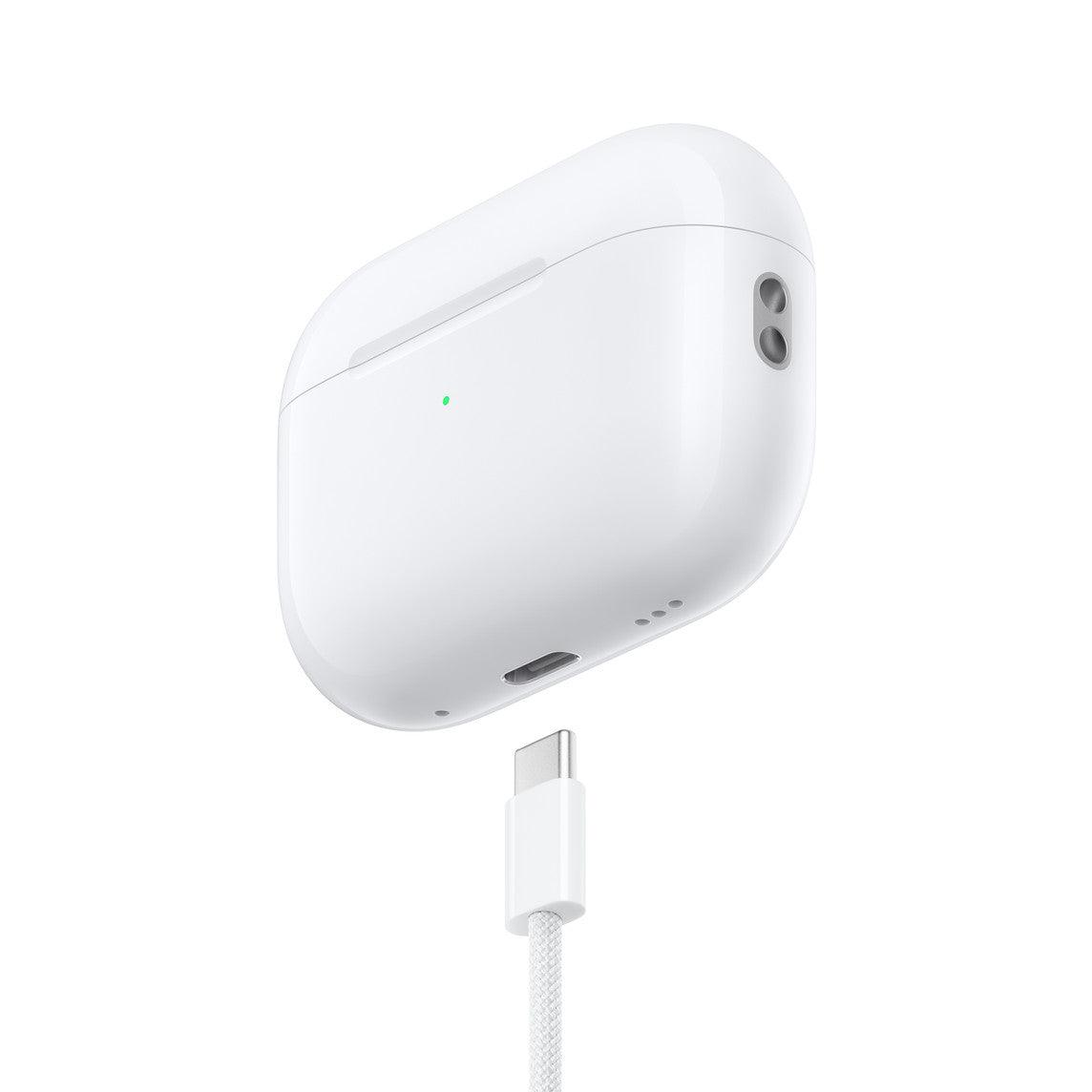 White charging case side view with button and speaker grille