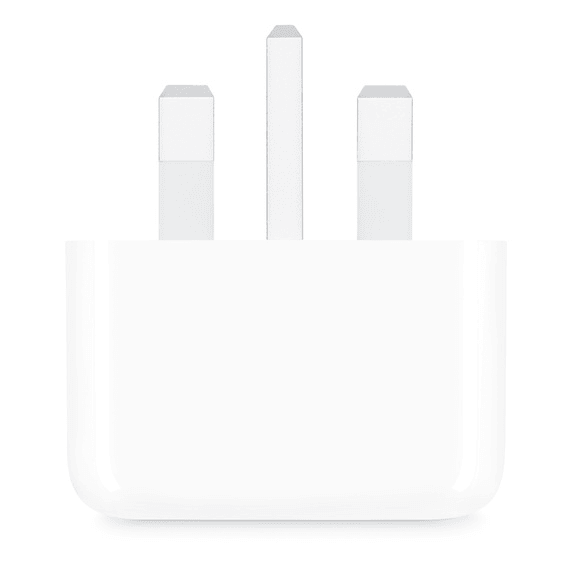 20W USB-C power adapter front view with two prongs