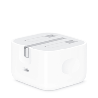 20W USB-C power adapter top view with two charging prongs