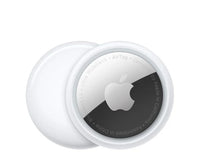 Apple AirTag tracker, white round device with protective outer ring