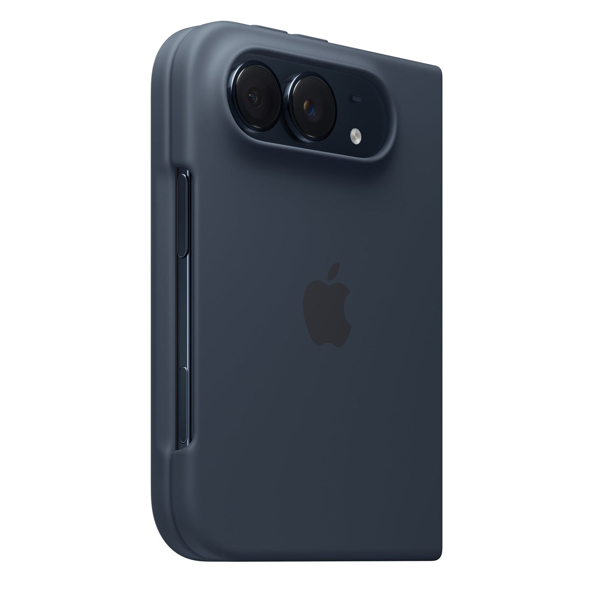 Apple iPhone Duo Case in dark navy blue, slim with camera cutouts and side button slot.