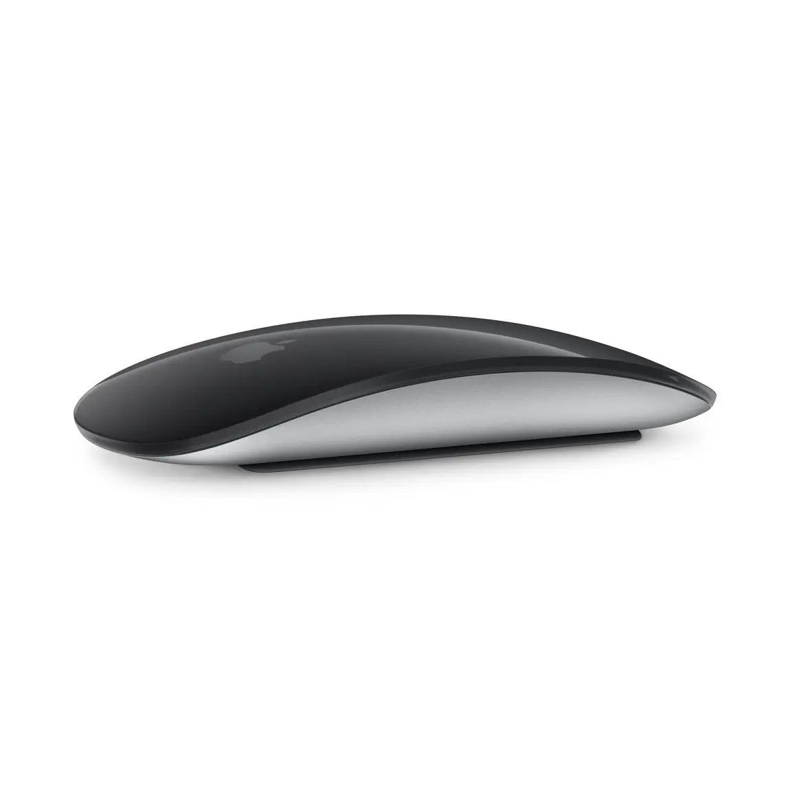Apple Magic Mouse 2, dark gray and silver wireless mouse with rounded shell.