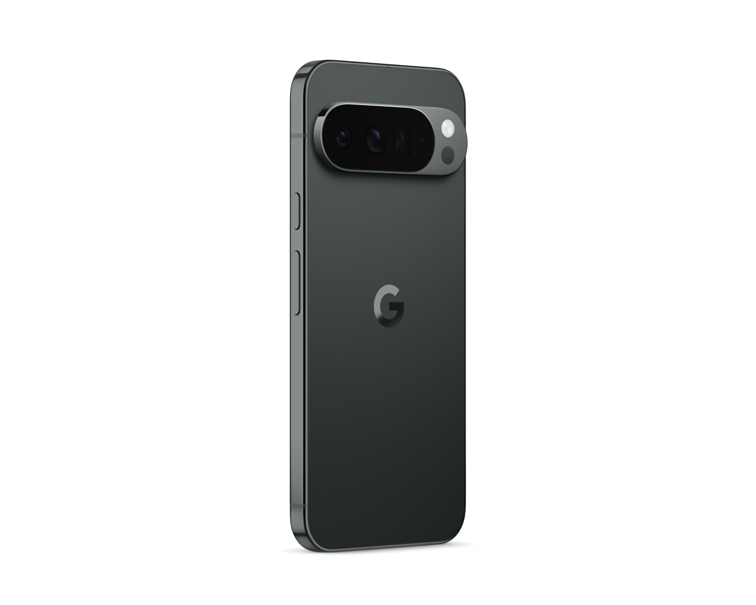 Pixel 10 Pro XL smartphone back corner view with camera bar and logo