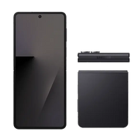 Jet Black foldable smartphone set, front, side, and rear views visible