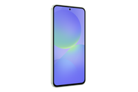 Galaxy A36 phone front, lime body with abstract blue display