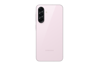 Pink smartphone back with vertical triple camera module and Samsung logo