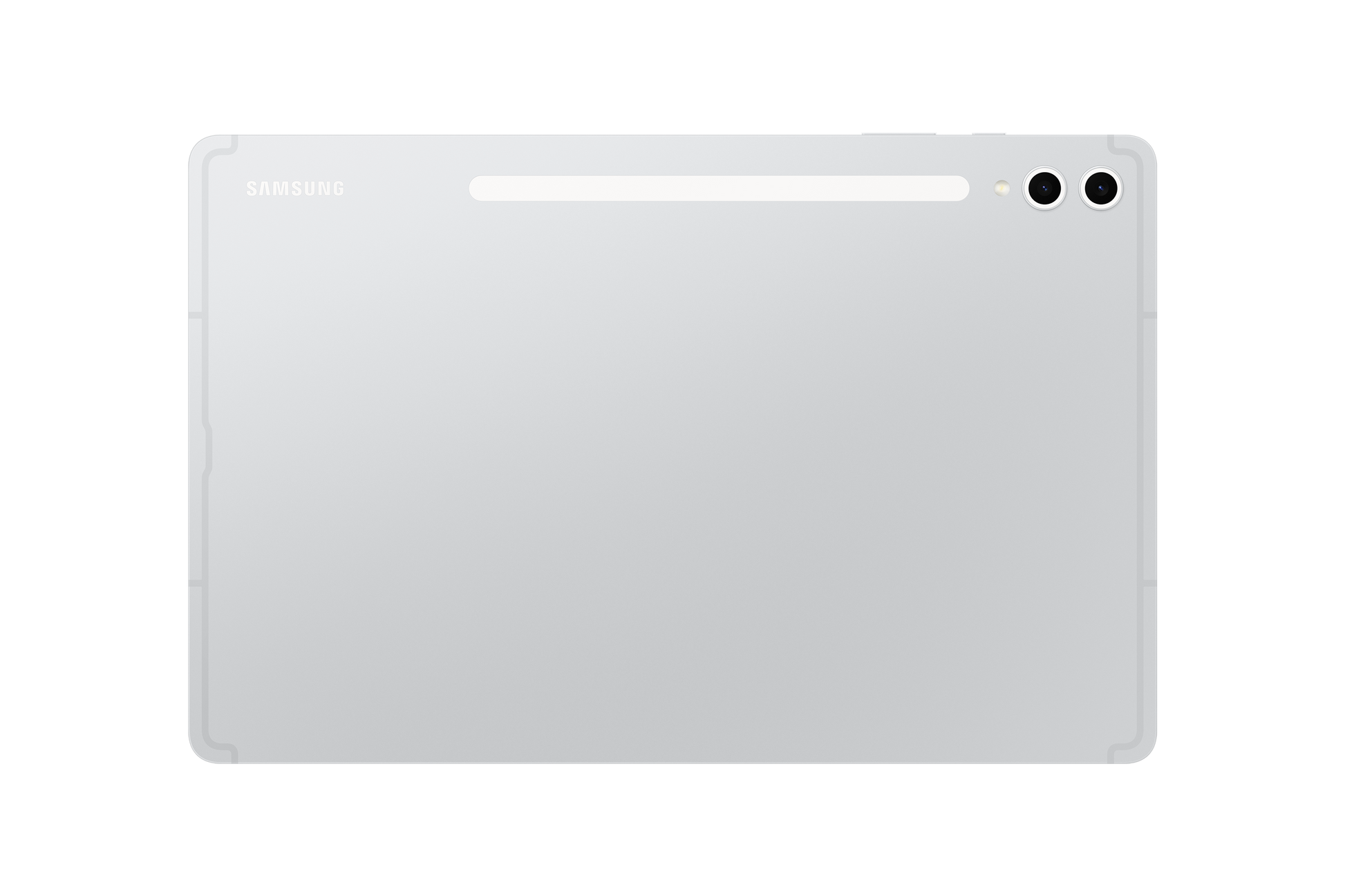 Galaxy Tab S10+ 5G back view, Platinum Silver tablet