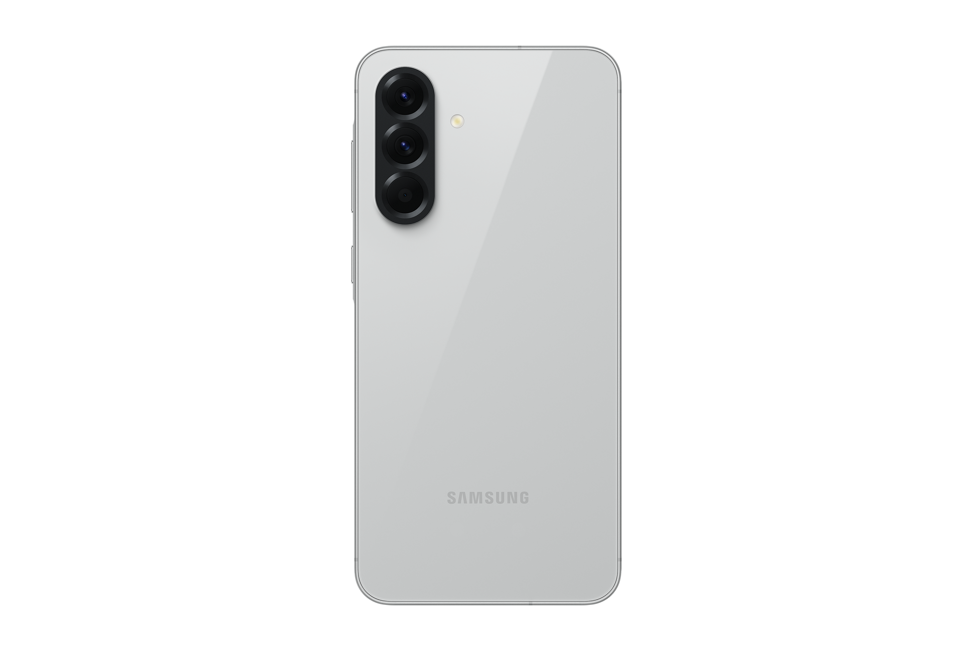Samsung Galaxy A56 dual SIM smartphone in Lightgrey, back view with triple camera