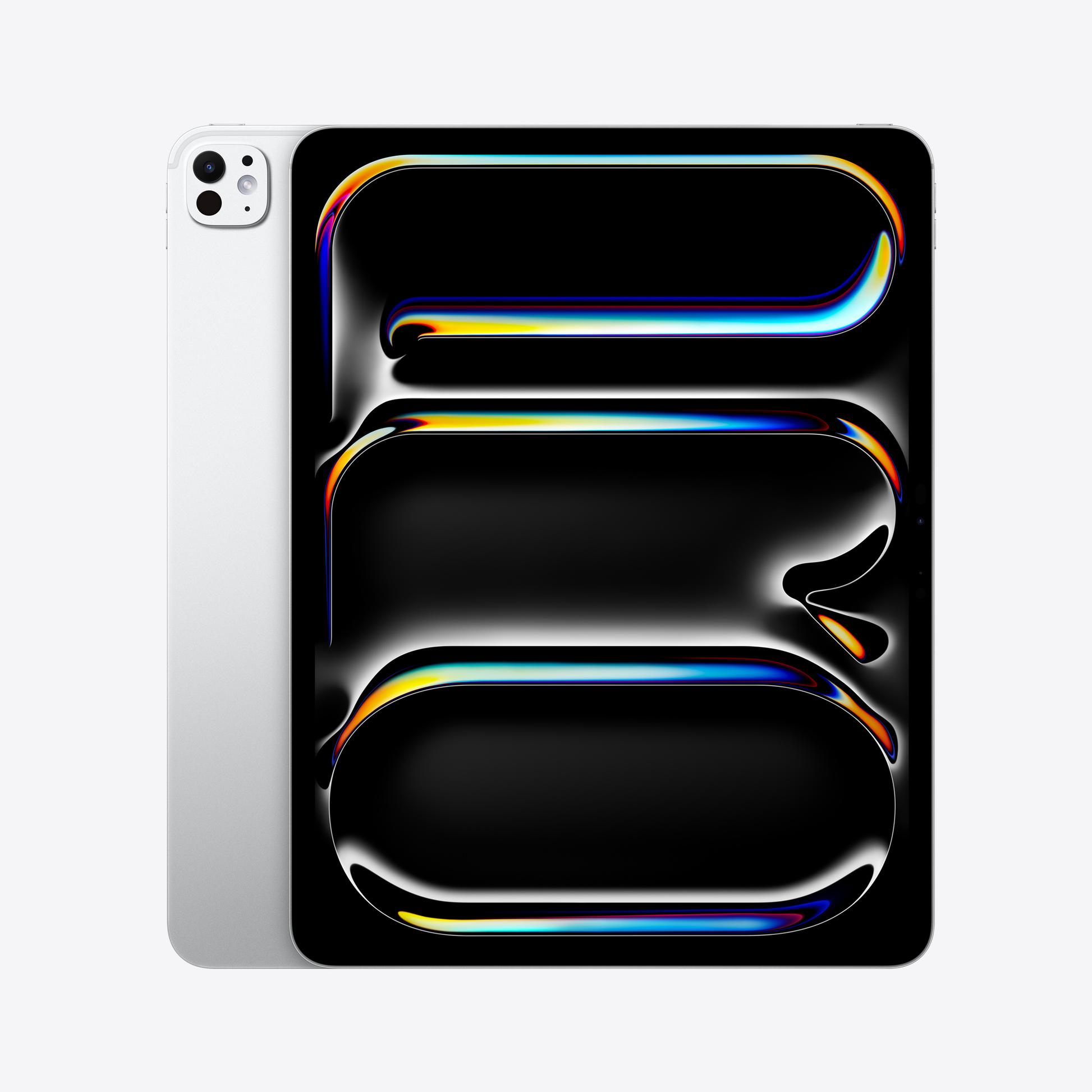 13-inch iPad Pro (M4), Silver front view with colorful display