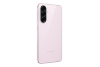 Pink smartphone, angled back view with vertical triple camera array