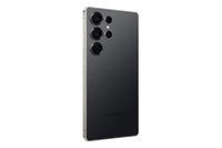 Dark gray Samsung Galaxy S25 Ultra back with quad cameras and metal side buttons