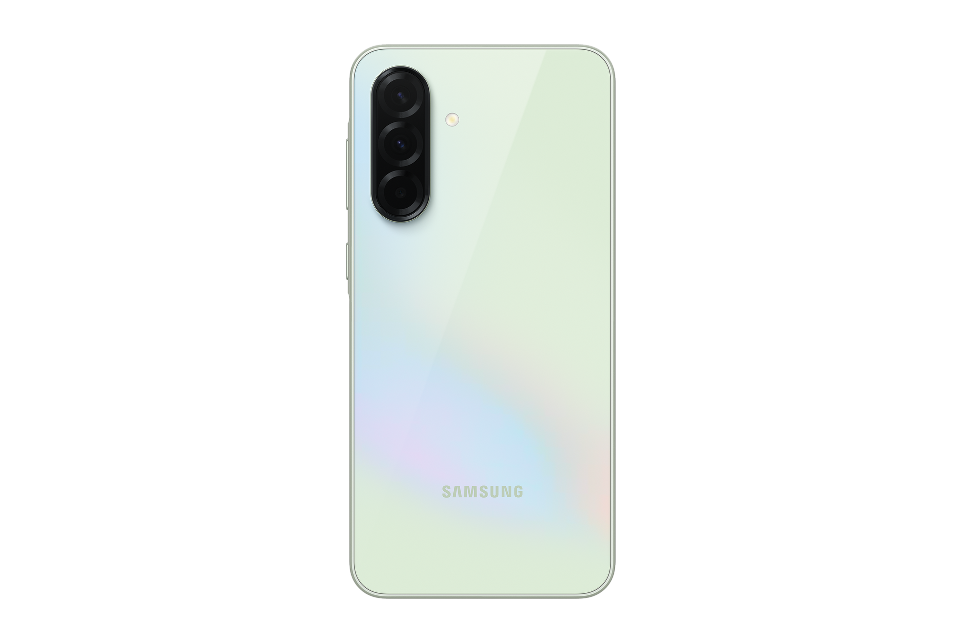 Galaxy A36 phone back, light white finish, triple rear camera module