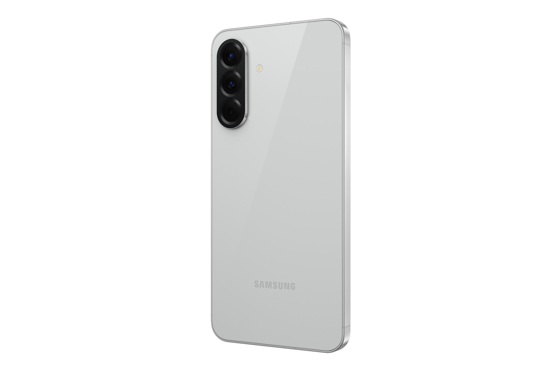 Samsung Galaxy A56 dual SIM smartphone in Lightgrey, back view showing triple camera