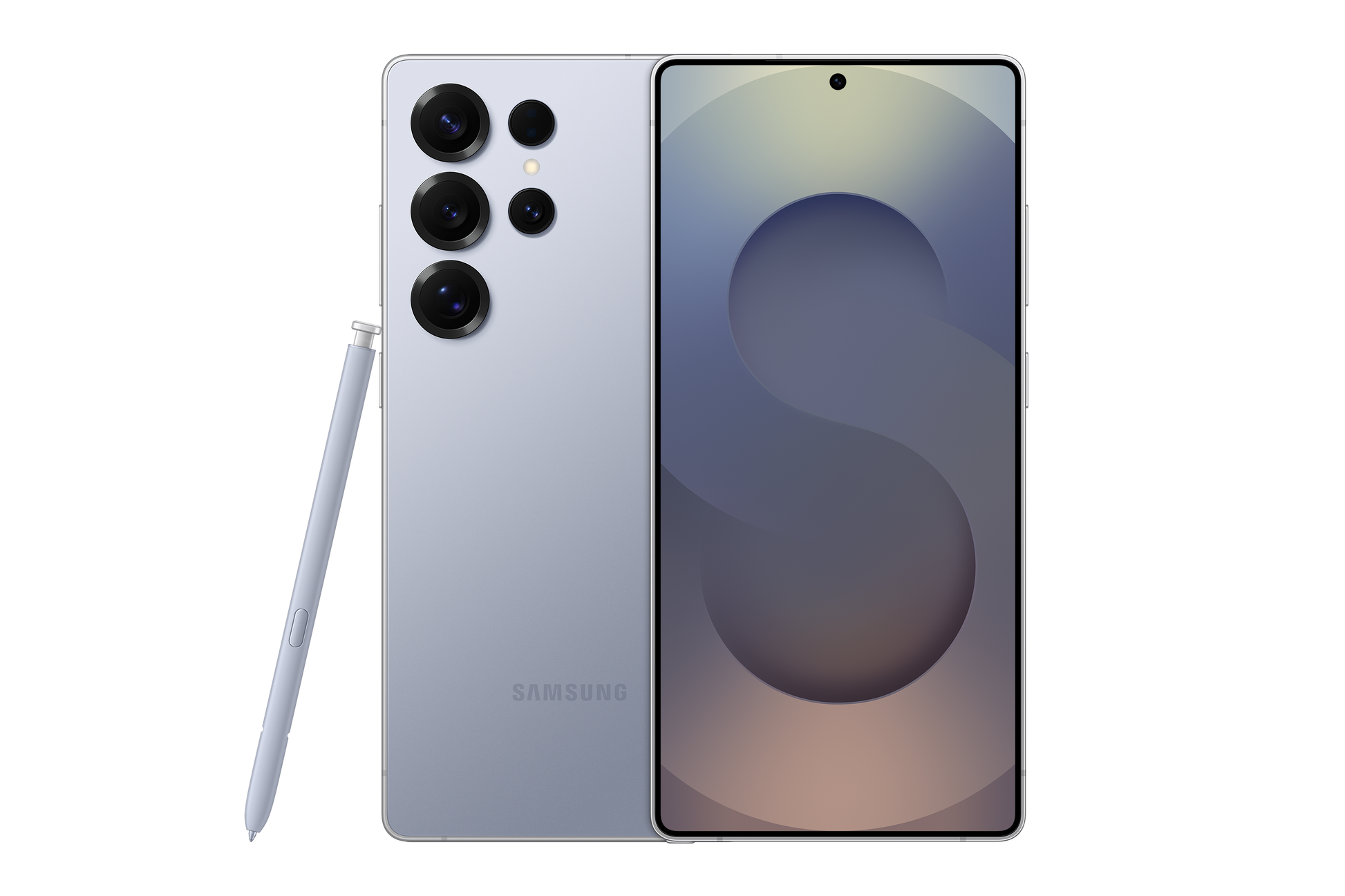 Galaxy S25 Ultra dual SIM 5G in silver-blue with rear cameras and stylus pen
