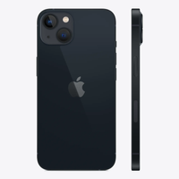iPhone 13 5G back and side view in dark gray with dual rear cameras