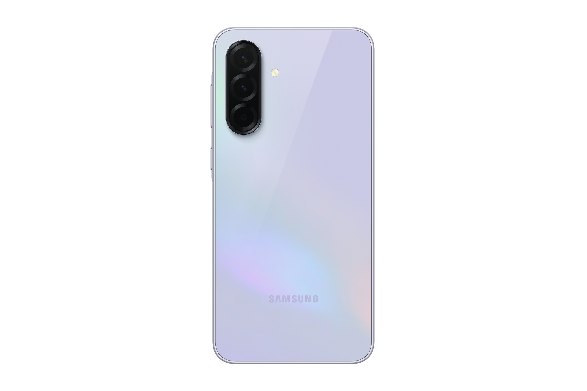 Galaxy A36 5G phone, lime-colored back view with triple camera