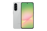 Samsung Galaxy A56 dual SIM smartphone in Lightgrey, front view with green display wallpaper