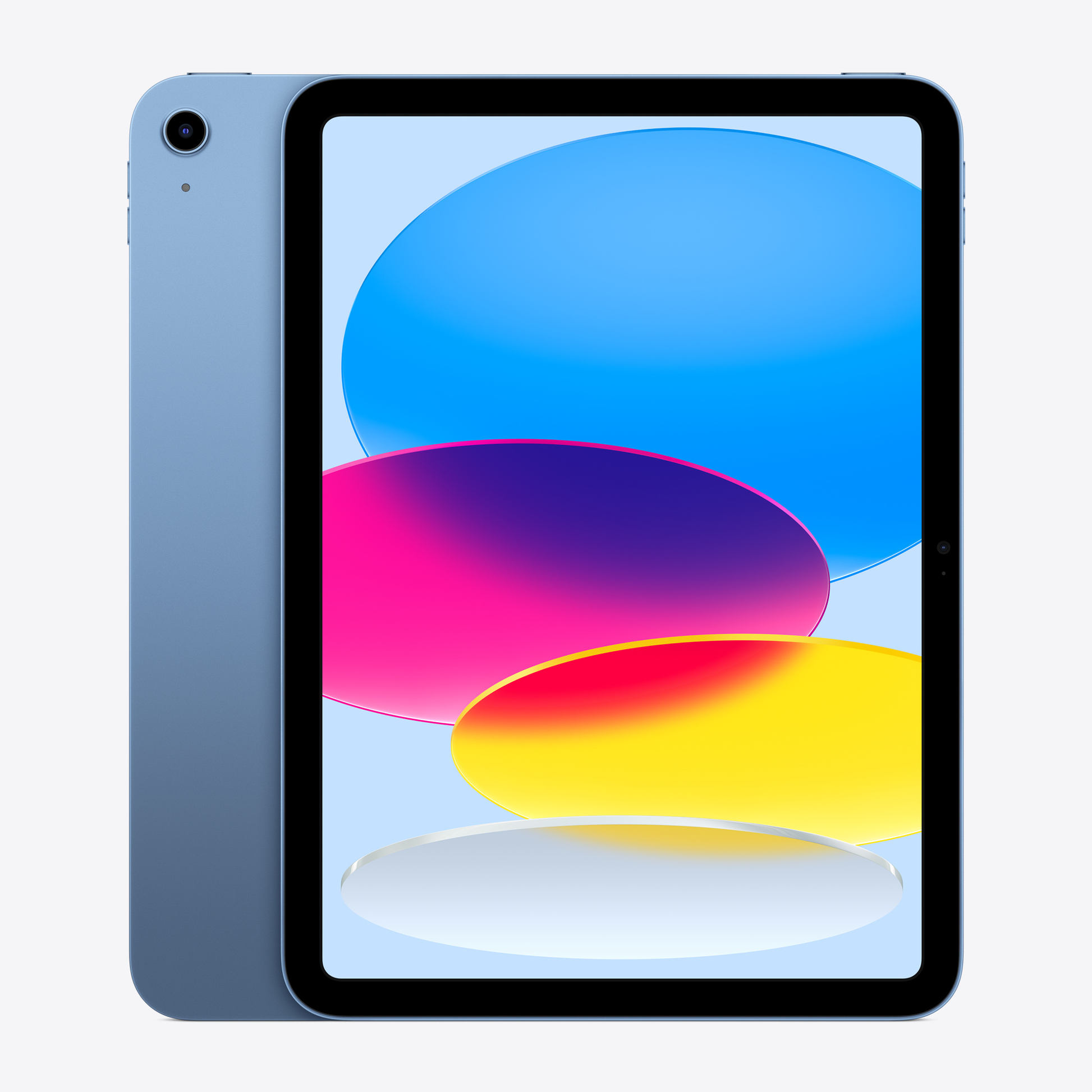 10.9-inch iPad front view with blue back, black bezels